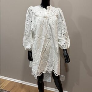 Universal Thread White Long Sleeve Eyelet Dress
